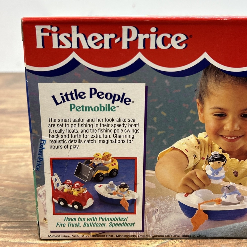 VTG 1996 Fisher Price Little People Petmobile Speedboat Fish Rare New #72532 - Picture 8 of 13